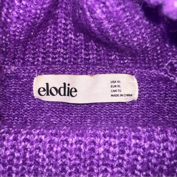 Elodie Bubble Sleeve Sweater Turtleneck Chunky Knit Purple Size XL - Picture 5 of 8